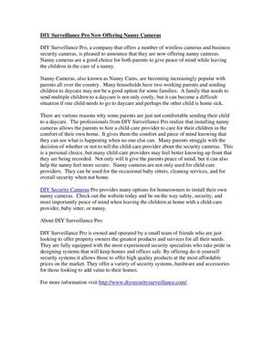 DIY Surveillance Pro Now Offering Nanny Cameras