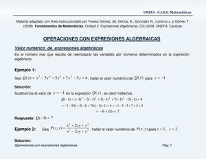 Operaciones con Expresiones Algebraicas