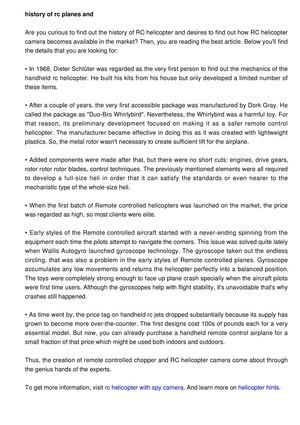 Brief history of rc airplanes and rc helicopter camera