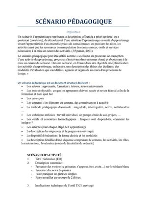 scenario pedagogique
