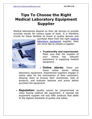Tips To Choose the Right Medical Laboratory Equipment Supplier