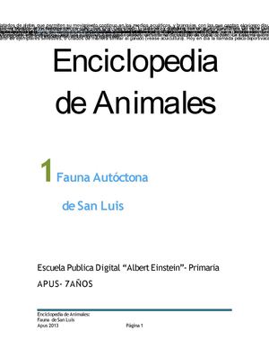 ENCICLOPEDIA DIGITAL: ANIMALES AUTÓCTONOS DE SAN LUIS