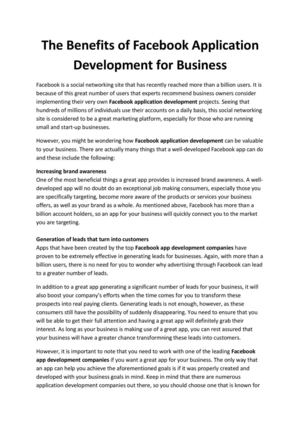 The Benefits of Facebook Application Development for Business