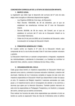 Concreción curricular de Infantil