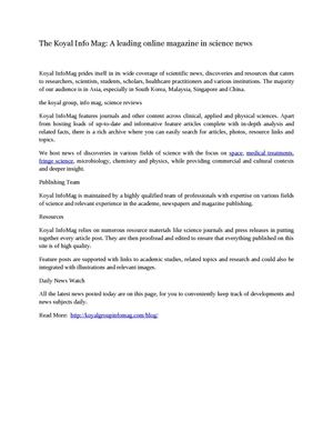 The Koyal Info Mag: A leading online magazine in science news