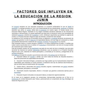 FACTORES DE LA EDUCACIÓN DE LA REGIÓN JUNIN