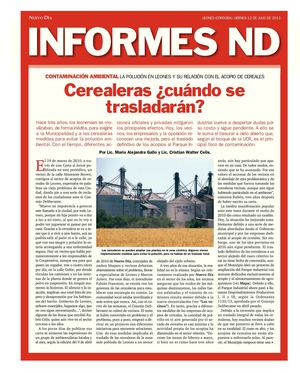 Informes ND. Periódico Nuevo Día. Cerealealeras en Leones, ¿se trasladan o se quedan? 