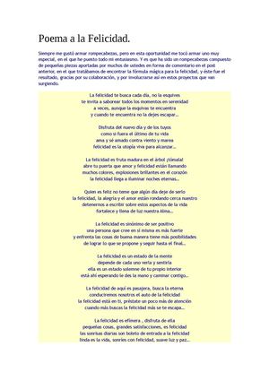 Poema a la Felicidad