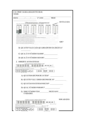 ATIVIDADE DEZENA E UNIDADE