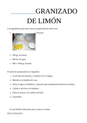 Como hacer un granizado de limón