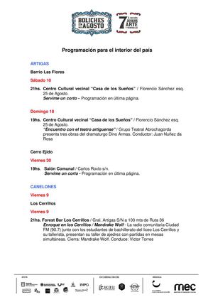 Boliches en Agosto 2013 Programacion para el Interior