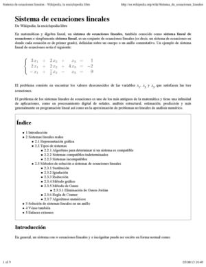 Sistema de ecuaciones lineales