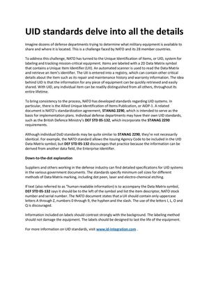 UID standards delve into all the details