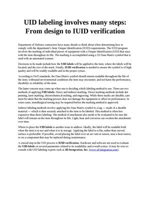 UID labeling involves many steps: From design to IUID verification