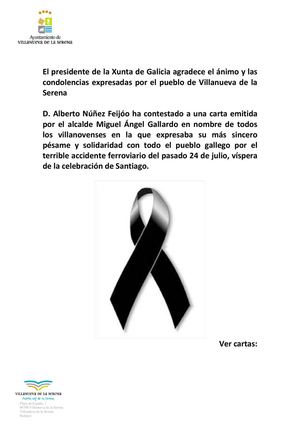 Carta de condolencia y respuesta accidente ferroviario de Santiago