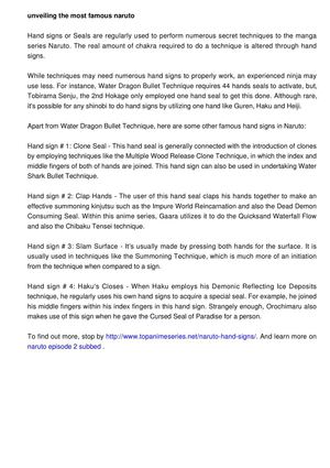 Unveiling the most well known Naruto hand signs