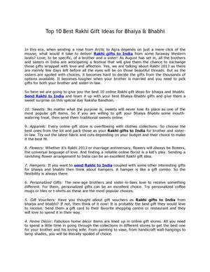 Top 10 Best Rakhi Gift Ideas for Bhaiya & Bhabhi