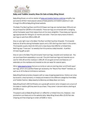 Baby and Toddler Jewelry Now On Sale at Baby Bling Street