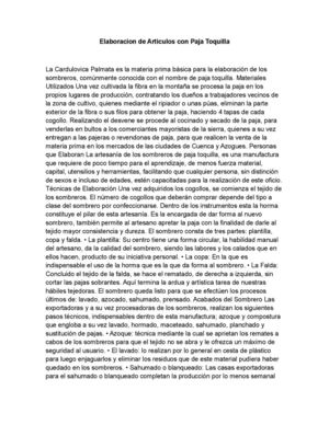 Elaboracion de articulos con paja toquilla