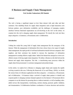 E Business and Supply Chain Management 