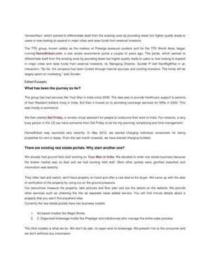 TTK Group's Homeshikari.com looking to expand to new cities Raise External Funds