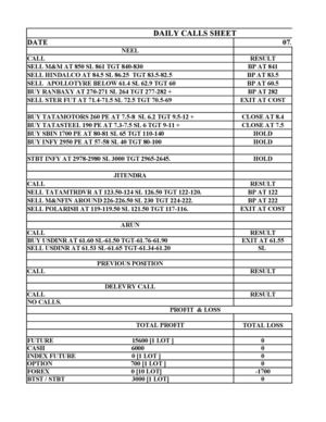 Equity - Daily Calls sheet 7th August