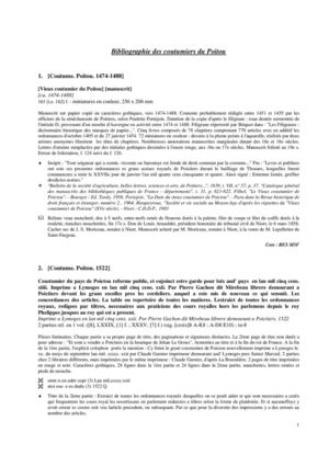 Bibliographie des coutumiers du Poitou