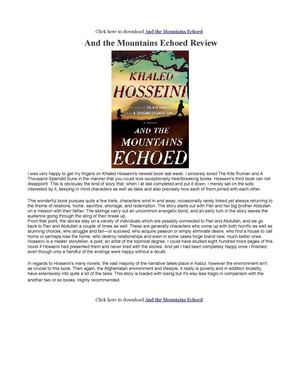 And the mountain echoed pdf