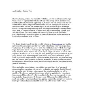 Trying to get a Chinese Visa