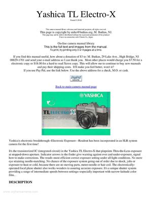 Yashica TL electro X Manual 