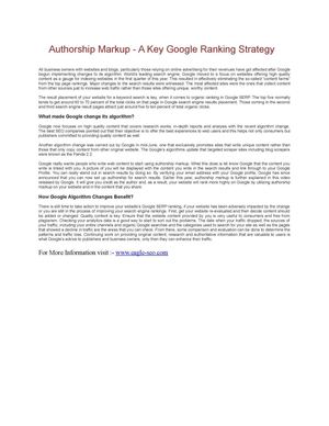 Authorship Markup - A Key Google Ranking Strategy