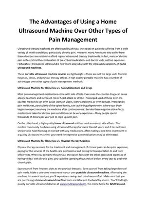 The Advantages of Using a Home Ultrasound Machine Over Other Types of Pain Management