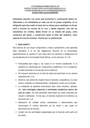 AVISO PARA LOS ESTUDIANTES