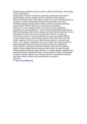 Elioplus launches platform to connect vendors with their channel partners