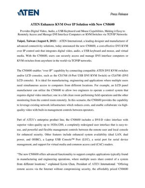 ATEN Enhances KVM Over IP Solution with New CN8600