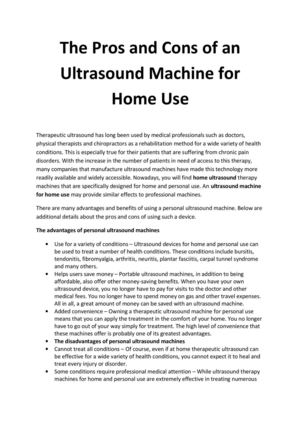 The Pros and Cons of an Ultrasound Machine for Home Use