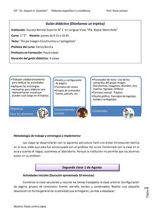 2° Plan de clase- 1 de Agosto
