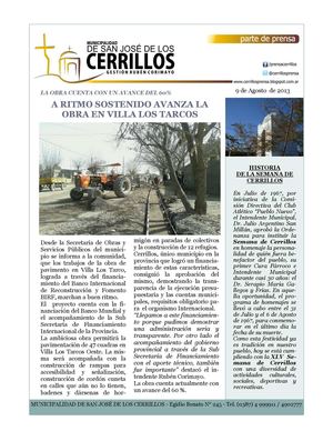 MUNICIPALIDAD DE CERRILLOS SALTA- GESTIÓN RUBÉN CORIMAYO - DIRECCIÓN DE PRENSA Y DIFUSIÓN