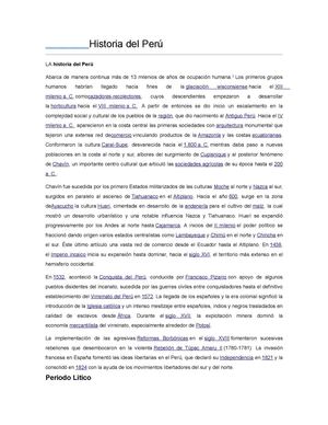 Breve reseña de la Historia del Perú 