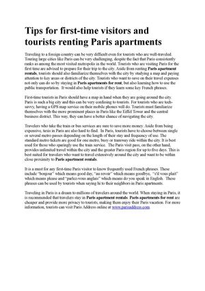 Tips for first-time visitors and tourists renting Paris apartments