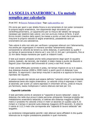 la soglia anaerobica