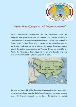 Imperio Mongol y Unificación de Asia.