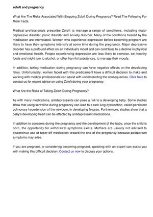 Zoloft and Pregnancy