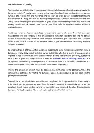 dumpster rentals Bowling Green