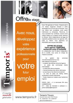 Offre de stage - agence d'intérim Thouars
