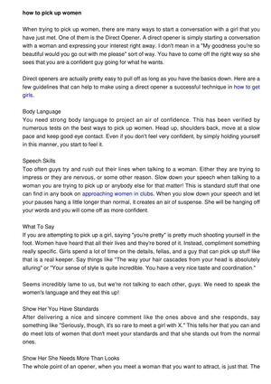 How To Pick Up Women Using Direct Opener