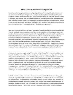 Music Contract - Band Members Agreement