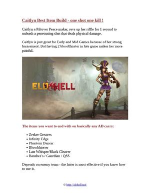 Caitlyn Best Item Build - one shot one kill !