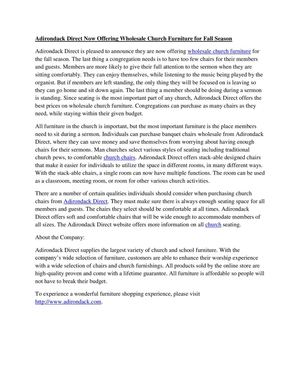 Adirondack Direct Now Offering Wholesale Church Furniture for Fall Season