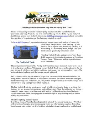 Stay Organized at Summer Camp with the Pop Up Soft Trunk